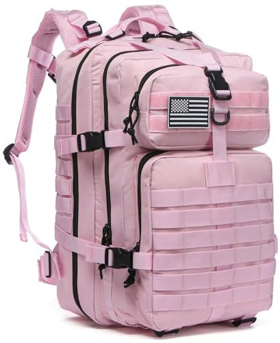 GUJOIN Mochila de 50L Resistente de Nylon Impermeable para Pesca, Caza, Militar, Táctica, Deporte, Camping, Senderismo, Rosa., 50 cm
