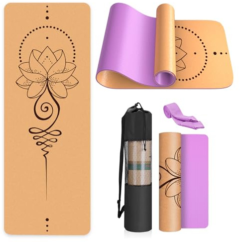 Haninj Yoga Mat-Cork | Non-Slip | Workout Exercise Gym |183 * 64(D-LH02)