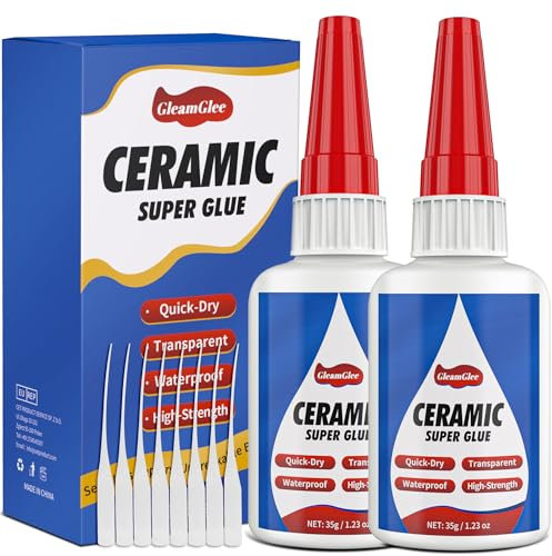 Ceramic Glue 35g x 2 Pack - Ultra Strong, Instant, Waterproof, high Temperature Resistant, Food Grade Super Glue Adhesive for Porcelain, Pottery, Dishes, Tiles, DIY Crafts, and More