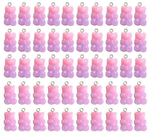Qsvbeeqj Bulk 50 stycken sötsaker färg björnar accent stabil harts smycken tillbehör för modern telefon och väskdekoration