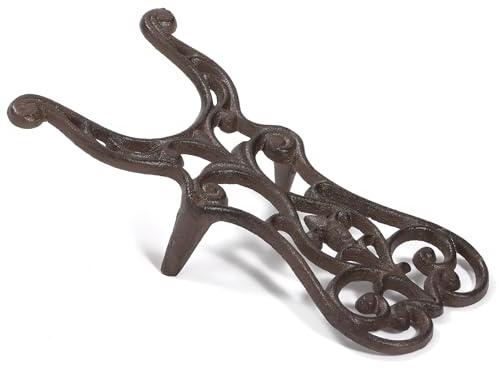 TICKCACY Cast Iron Boot Jack Heel Puller, Effortless Cowboy Boots Work Boots Shoe Remover, No-Bend Boot Take Off Helper, Vintage Brown
