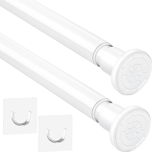 Cordino doccia bianco senza foratura Cordino a cortina regolabile 71-199 cm Cordino telescopico antiscivolante cucina bagno armadio scarpe scaffale (2 Pezzo)