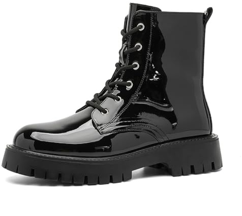 MlYJmer Botas de Tobillo para Hombre Casual Plataforma Botas de Motocicleta,Negro,42 EU