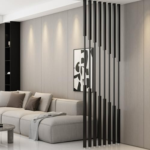 Divisor de pared de listones de metal, poste de piso a techo, moderno panel de dormitorio, columna decorativa hueca, separador de columna de privacidad