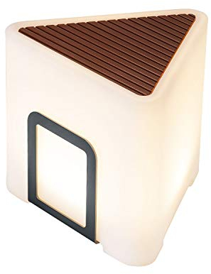 SLV Außen-Standleuchte KENGA, Outdoor Stehleuchte, E27, mit Sitzmöglichkeit in Holzoptik, IP44 Schutzart, mobile Stehlampe außen, ideal für Garten, Balkon, Terrasse, Standbeleuchtung