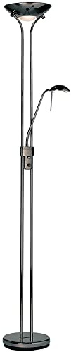 National Lighting Mother and Child Uplighter Floor Lamp with Reading Light - Black Chrome Finish Floor Lamps for Living Room R7s/G9 Bulbs (Not Included)