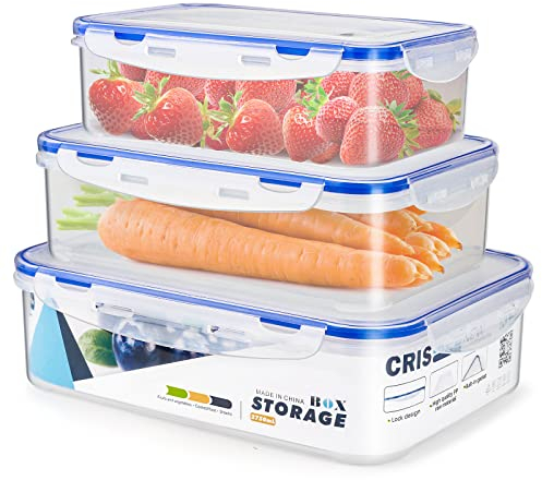 Boîte Hermétiques Alimentaires avec Couvercle, (2.75L+1.8L+1.1L) Boîtes de Conservation Hermétiques en Plastique sans BPA, Convient pour Lave-Vaisselle Allant, Congélateur et Four à Micro Ondes