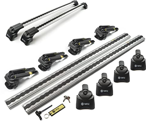 Turtle AIR2 | Dachgepäckträger Dachträger | Kompatibel mit Jeep Grand Cherokee WK2 2011-; Dient der Montage von Dachboxen, oder Dachfahrradträger, Leiter | Robuste Konstruktion aus Aluminium