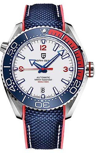 Herren Armbanduhr Pagani Design PD-1679 Automatik Mechanisch Mode Sport Taucheruhr Japanisches Uhrwerk Analog Datum Edelstahl Saphirglas Marke Elegant Herrenuhr（Klebeband weiß）