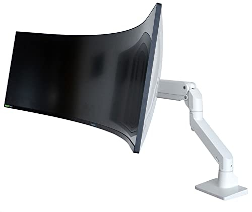 BEWISER Heavy Duty Arm for Ultrawide Monitors 34-49 and New 57 Inches, Weight Capacity 44 lbs, Full Motion Height Swivel Adjustable Mount (White)
