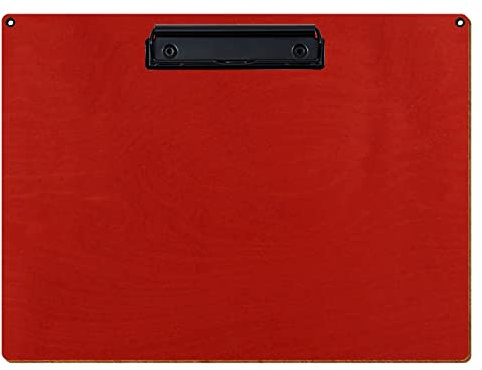 Bütic Holz Klemmbrett Standardform Rot für DIN A3 A4 A5 A6 mit 2 Ösen aus 3mm starkem Birkensperrholz mit Klarlack versiegelt