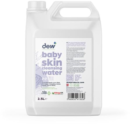 Dew Baby Cleansing Water (2.5L) 100% Natural & Hypoallergenic - Hypochlorous Acid Spray, for Baby's skin, Kills 99.99% Bacteria, Refillable No Rinse Cleansing Water Baby, Rash Cream