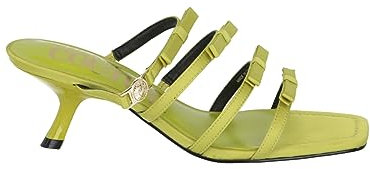 VERSACE JEANS COUTURE WOMEN'S SABOT SANDAL IN FLUO YELLOW LIME SATIN WITH BOWS AND HEEL (50MM) 74VA3S47ZS185 (us_footwear_size_system, adult, women, numeric, medium, numeric_6)