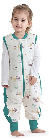 Saco de Dormir para Bebé con pies y Calcetines 2.5 TOG Suave y cálido Saco de Dormir sin Mangas para Entretiempo e Invierno (S/6-18M, Verde)