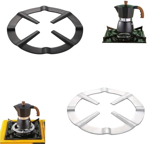 NISPOTDOR Mocha Pot Stand, Gas Ring Reducer Holder, Trivets for Moka Expresso Coffee Pot, Cast Iron Work Support Stand for Gas Hob Stoves, 2 Pack 13.5cm