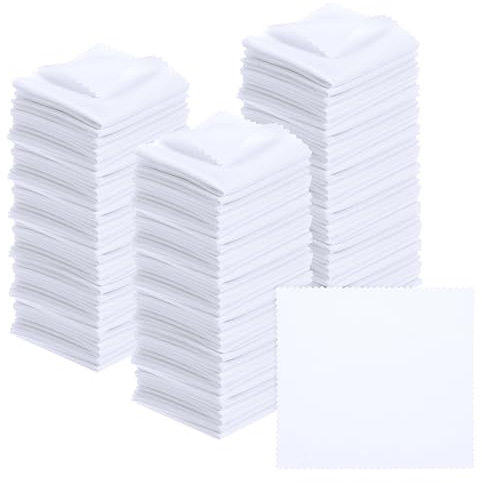 PATIKIL Paño De Limpieza De Microfibra para Gafas 5.5x5.5, Paquete De 100 Paños De Limpieza para Gafas, Paño Suave para Limpiar Pantallas, para Lentes De Cámara, Gafas, Pantallas, Blanco