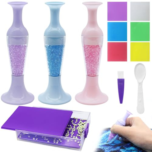 FineGood Penne per diamond art, kit di accessori per diamond art con 3 penne per pittura, 1 vassoio e 6 strumenti per colla