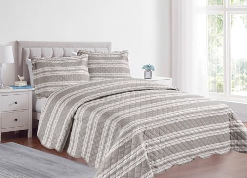 BIANCHERIAWEB Copriletto Trapuntato Quilt Estivo Piumino 100gr/mq Disegno Pinsonic Infinity Singolo Tortora