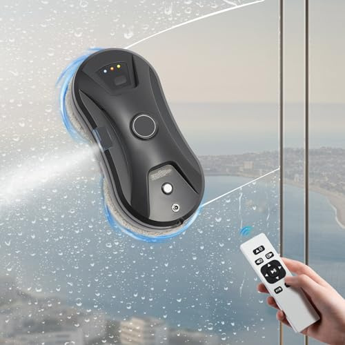 Kozivmo Robot pulitore finestra 2800PA, lavavetri elettrico con telecomando, indicatore di luci e uscita dell'aria, robot automatico per finestre, per piastrelle, specchi, armadi, porte in vetro