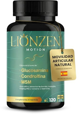 Glucosamina Condroitina MSM Articolazioni +16 Ingredienti | Collagene, Acido Ialuronico, Curcuma, Boswellia | Integratore per Cartilagine e Mobilità Articolare | 120 Capsule | LIONZEN Motion