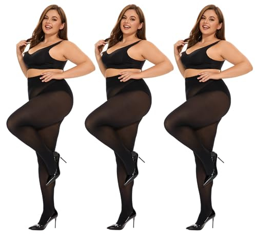 DUCMODA Collant da donna Curvy taglie grandi semi-opachi collant taglie plus XL-4XL oversize oltre 10 colori, XXL Große Größen