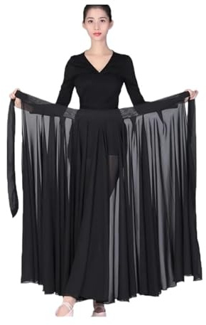 WDSBZNB Gonna a Ruota Intera Gonna da Ballo Classica in Chiffon da Donna, Gonna da Ballo con Grande Swing da 360/540/720 Gradi, Elegante, for spettacoli teatrali(Color 03,90cm (360 Degrees))