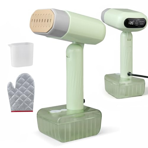 Stiratore a Vapore 1800W, 5 Regolazioni di Vapore, Stiratore Portatile per Camicie, Serbatoio 330ml, con Guanti da Stireria, per Casa, Ufficio, Viaggi, Rimuovi-Piega
