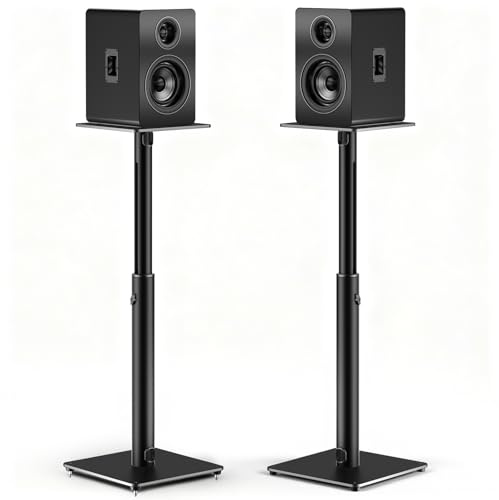 Brolteja Soporte de Altavoz Regulable,Surround Universal Soporte de Altavoz de Pie Altura Ajustable de 72-120cm,satélites de hasta 15 kg,Montaje Fácil, Gestión de Cables