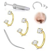 WillTen 3 st 20 g septum piercing smycken hästsko näsring, 6 mm 7 mm 8 mm hästsko näsring hästsko piercing, rostfritt stål brosk helix tragus örhänge labret små ringar silver guld