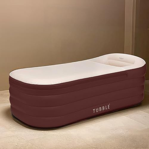 Tubble® Royale Vasca da Bagno Gonfiabile per Adulti Burgundy Red 255 Litri - Spa Gonfiabile Portatile Bagno Caldo & Bagno di Ghiaccio, Montaggio 1 min, Altezza Fino a 188 cm, Spa per Casa & Esterno