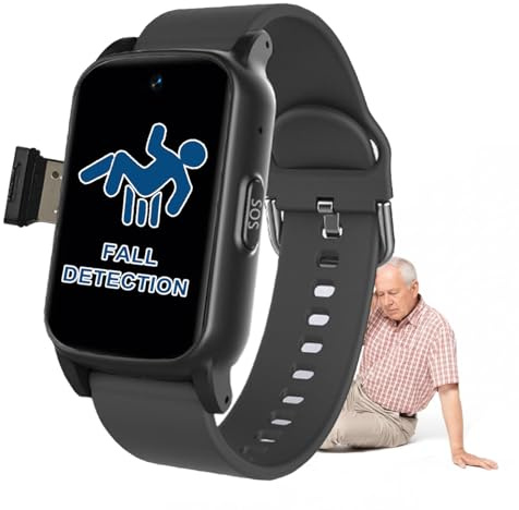 VCYEX Bracelet Alarme Personne Agee Montre d'urgence Senior avec Détecteur De Chute Bracelet SOS Et Alarme De Chute SeniorBlack,1.25 * 0.57 * 2.22inch