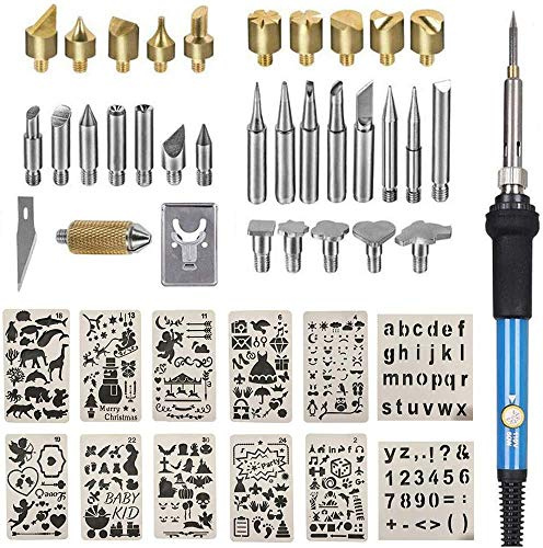 Wood Burning Kit, Wood Burning Tool Adjustable Temperature Woodburning Pyrography Pen Kit for Adults 46 Pcs | Adjustable Temperature, Pyrography and Craft Kit, 46 Pcs