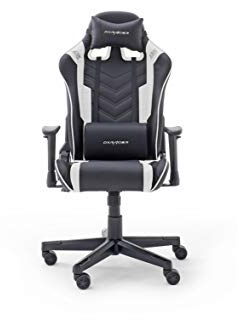 Robas Lund DX Racer Sport OK 132 Gaming Stuhl Bürostuhl Schreibtischstuhl mit Wippfunktion Gamer Stuhl Höhenverstellbarer Drehstuhl PC Stuhl Ergonomischer Chefsessel, schwarz-weiß