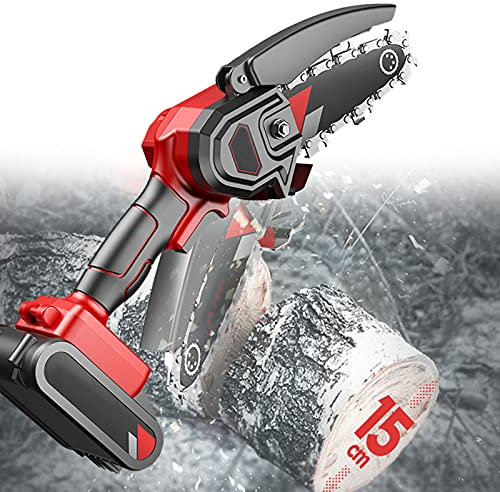 APOE Elettrosega a Batteria 24V, Mini Motosega Elettrica Professionale per Potatura, Mini Sega a Catena Batteria, Motoseghe Elettriche per Taglio di Legno, 5 Pollici