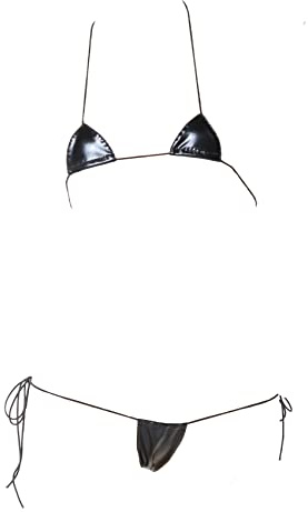 JasmyGirls Micro Bikini Extreme Goth Swimsuits for Women Succubus Lingerie String Mini Thong Bathing Suit Tiny Leather Bra Panty