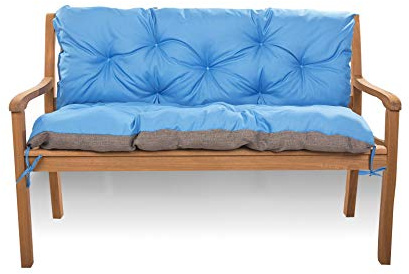 Cojín de asiento para columpio de Hollywood, banco con respaldo, cojín para columpio de jardín, cojín de banco para exteriores (160 x 60 x 50 cm), color azul