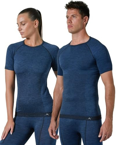 Risalti Maglia Manica Corta Termica Unisex Lana Merino - Maglia Termica e Traspirante, Abbigliamento Uomo e Donna Termico - Maglia Senza Cuciture - Made in Italy
