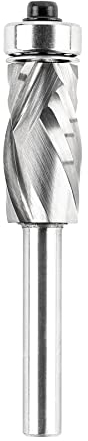 SpeTool Flush Trim Router Bits 1/4'' Shank 1/2 Cutting Diameter Bottom Bearing Compression Cut CNC Spiral Up Down 1'' Cutting Length Solid Carbide Template Router Bit for Pattern Woodworking