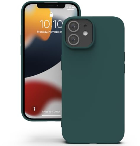YATWIN Silicone Case for iPhone 12/12 Pro, Soft-Touch, Shockproof, DustProof, Antiskid Full Body Armour Phone Cover for Apple iPhone 12/12 Pro - Dark Green