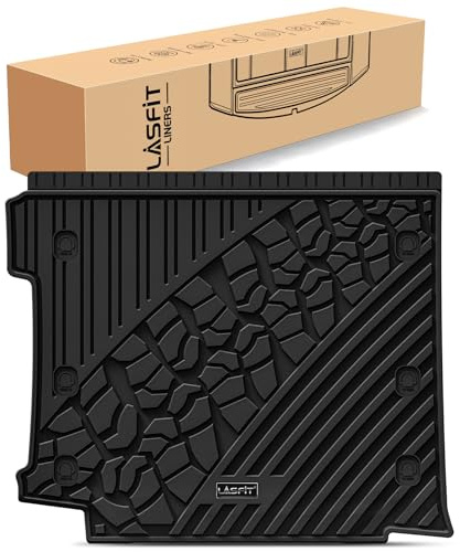 LASFIT Trunk Mat for Jeep Wrangler JL 2018-2025 2026 4 Door Cargo with SUBWOOFER, All Weather TPE Custom Fit Cargo Mat Fit for Flat Load Floor Gas Type, Black (Not for JK/Not PHEV/Not 2-Door)