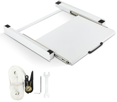 Jayseuw Cadre intermédiaire pour sèche-linge et machine à laver, avec plaque extensible, cadre de connexion universel pour machine à laver et sèche-linge, blanc