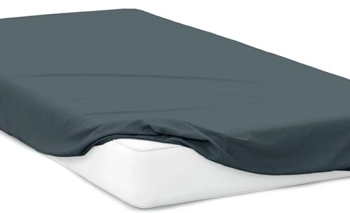 Mixi Trends Spannbettlaken Jersey Spannbetttuch 100% Baumwolle Bettlaken Bettlaken, Größe:200 x 220 cm, Farbe:Dunkelgrau