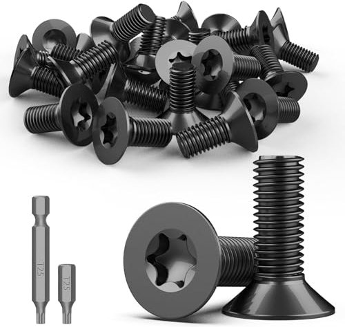 TXXATX 30 Pièces Vis à Tête Fraisée Torx M5 x 20 mm Vis en Acier Inoxydable A2 V2A Vis à Métaux Noir Vis à Tête Plate Visserie Vis Inox Vis à Machine Filetage Complet avec Embout Torx T25
