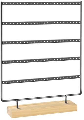shidaishiye Portaorecchini 5 Livelli Design Moderno – Espositore in Metallo e Legno con 120 fori per Gioiellerie, Casa o Negozi
