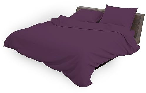 byrewood Plum Easy Iron Duvet Cover Set Single Bed - 100% Poly Cotton Single Bedding Quilt Cover Set with 1 Pillowcase -Polycotton Single Quilt Cover Bedding Set