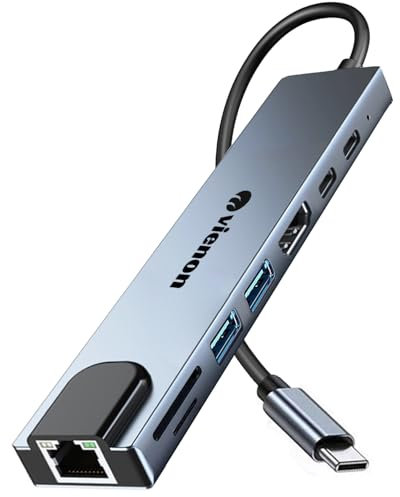 Adattatore USB C Hub Ethernet HDMI, 8 in 1 USB C Docking Station con HDMI 4K, Ethernet RJ45, lettore di schede SD/TF, USB 3.0/2.0, PD 100W, USB C, LAN USB C Dongle per MacBook Pro/Air, iPad Pro, XPS,