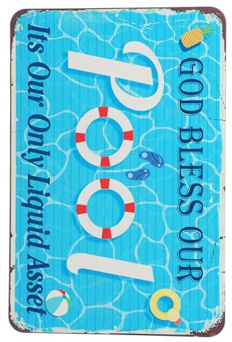 YARNOW Cartel De Metal Para Piscina Decorativa De Verano Señalización Para Áreas De Piscina Hierro Resistente y Duradero Ligero y Fácil De Instalar Seguridad Visible Jardines y Patios