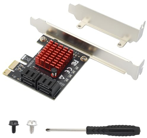 ELUTENG Tarjeta de Expansión SATA III 4 Puertos Tarjeta PCIe con Soporte de Perfil Bajo Controlador SATA 3.0 de 6Gbps para Windows 10/7/8/XP/Vista/Linux, Arranque como Disco del Sistema