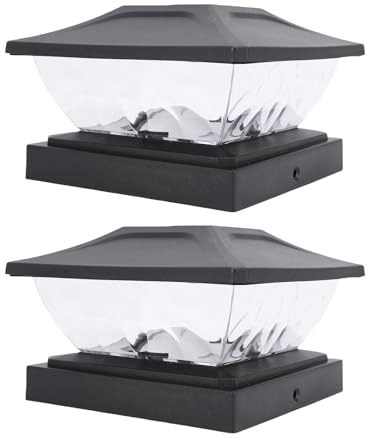 2 Förpackning Solväxlingslampor, Utomhus LED Däck Staket Ljusa Med 2 Färglägen Väder Proof Solar Powered Stace Ljus För 4x4 5x5 Inlägg, Dekorera Patio Och Verand (Svart)