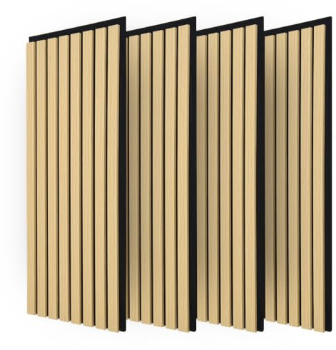 Art3d 4 styck akustiska träplattor väggpaneler, ek, 60 x 30 cm | 3D-räfflade Ljudabsorberande Träpaneler, Perfekta för Accentväggar, Tak, Kök, Vardagsrum, Sovrum och Kontor